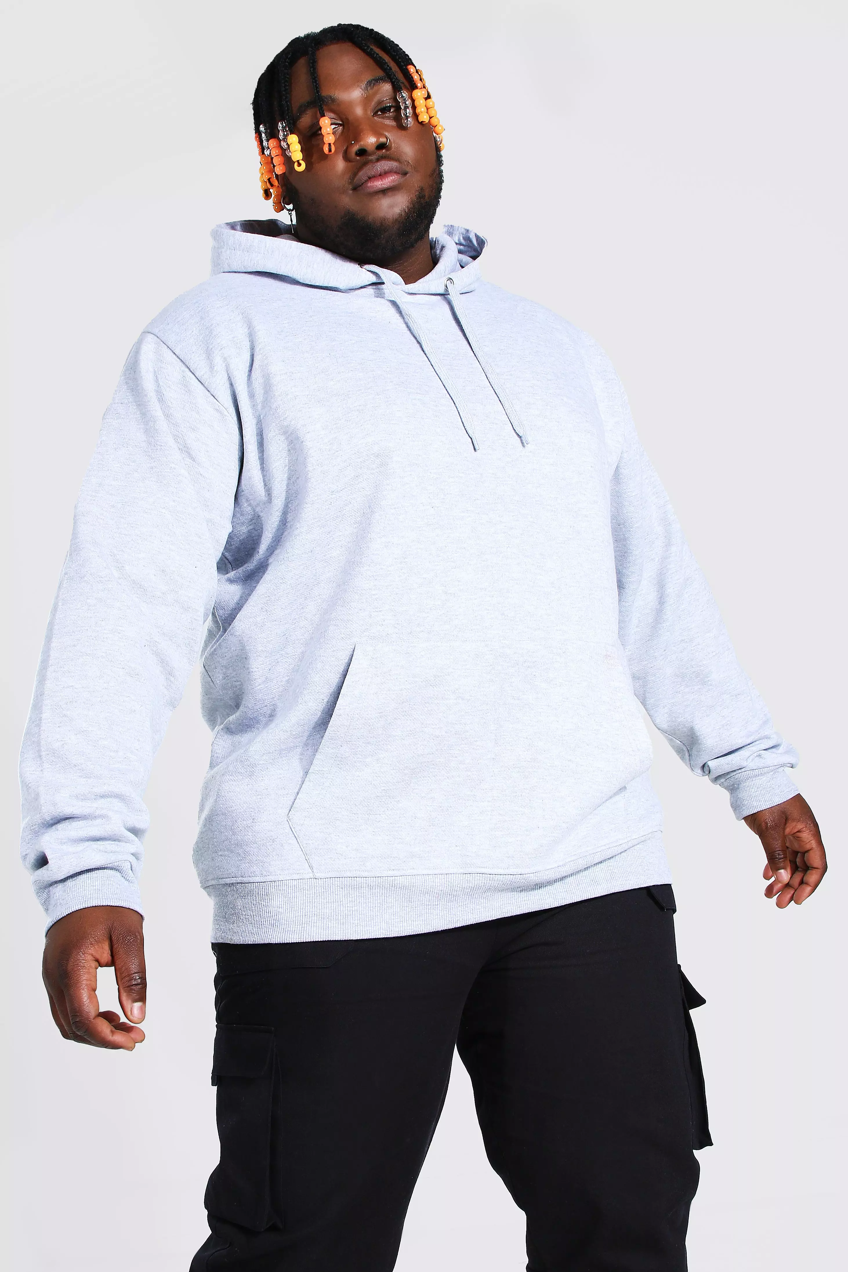 Plus Size Basic Over The Head Hoodie boohooMAN UK
